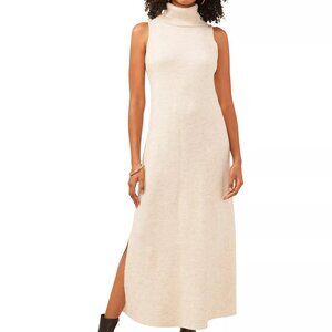 New VINCE CAMUTO Turtleneck Sleeveless Sweater Dress Cozy in Beige ~ Size Small